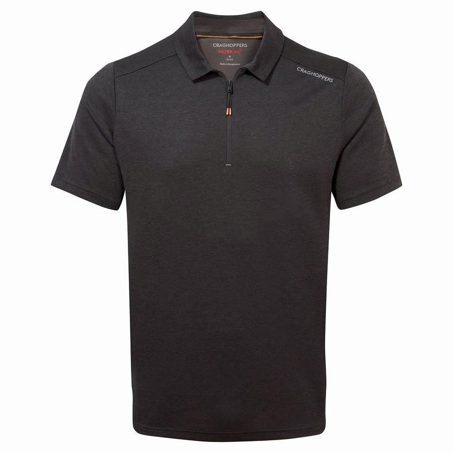 Craghoppers NosiLife Pro Active Kort Sleeved Polo T-shirts Herre Sort | WZS6866KS