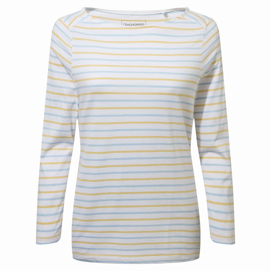 Craghoppers Blanca 3/4 Sleeved Top T-shirts Dame Blå Gul Striber | OMA4211JK