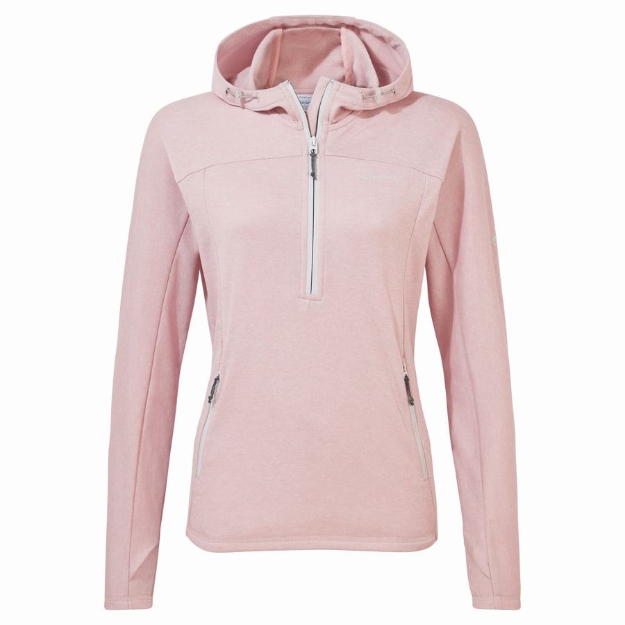 Craghoppers Dynamic Hætte Half Zip Top T-shirts Dame Lyserød | MEJ4968AX