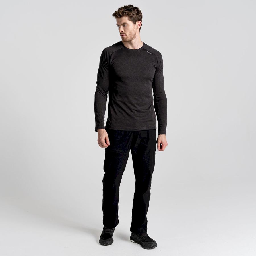 Craghoppers Dynamic Pro Long Sleeved T-shirts Herre Sort | JMB3662GG