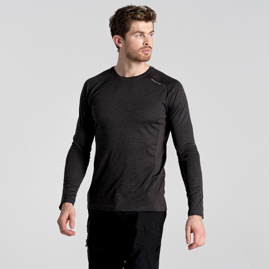 Craghoppers Dynamic Pro Long Sleeved T-shirts Herre Sort | JMB3662GG