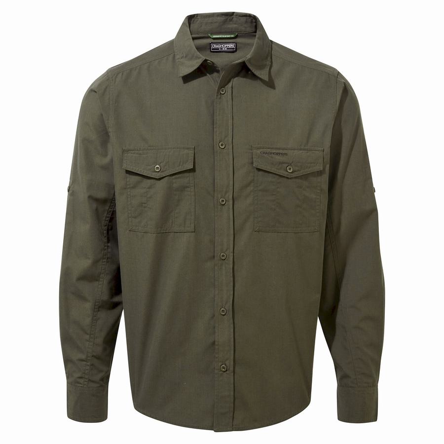 Craghoppers Kiwi Long Sleeved Skjorter Herre Grøn | GWB7029XL