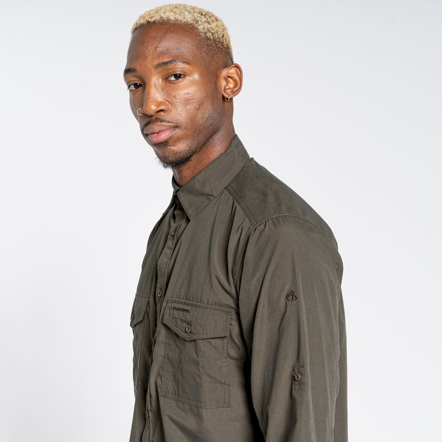 Craghoppers Kiwi Long Sleeved Skjorter Herre Grøn | GWB7029XL