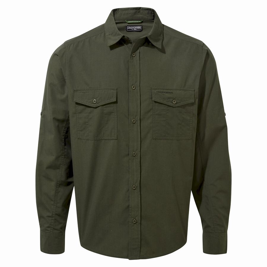 Craghoppers Kiwi Long Sleeved Skjorter Herre Grøn | GWB7029XL
