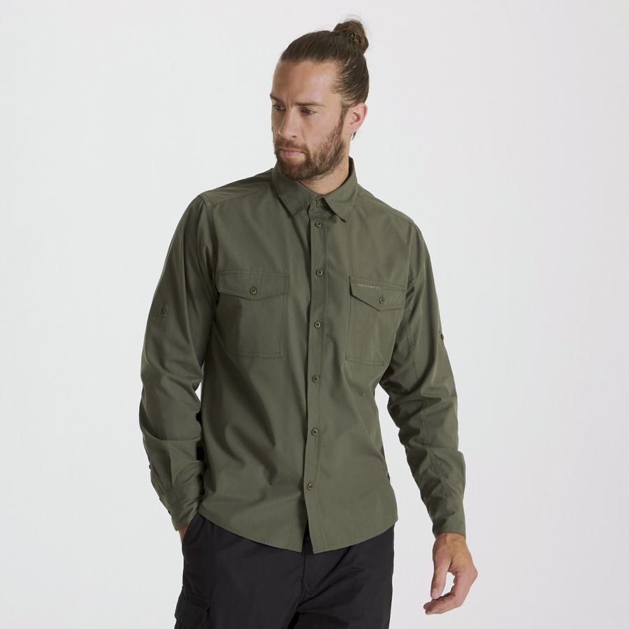 Craghoppers Kiwi Long Sleeved Skjorter Herre Dyb Grøn | JNI948LJ