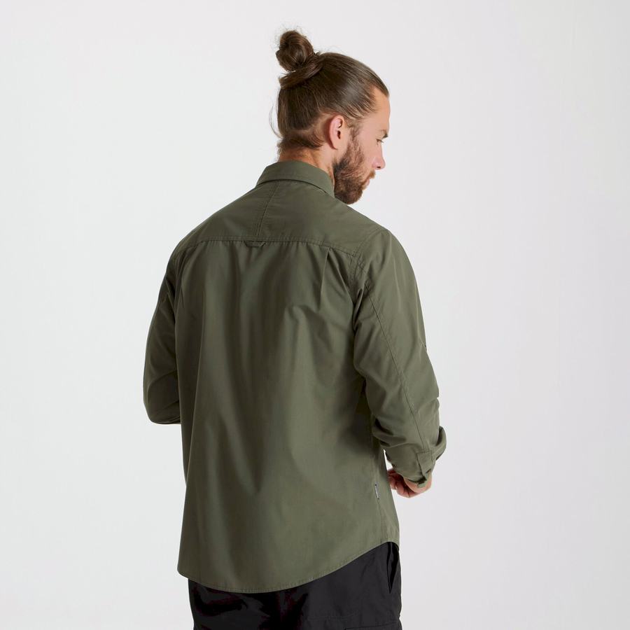Craghoppers Kiwi Long Sleeved Skjorter Herre Dyb Grøn | JNI948LJ
