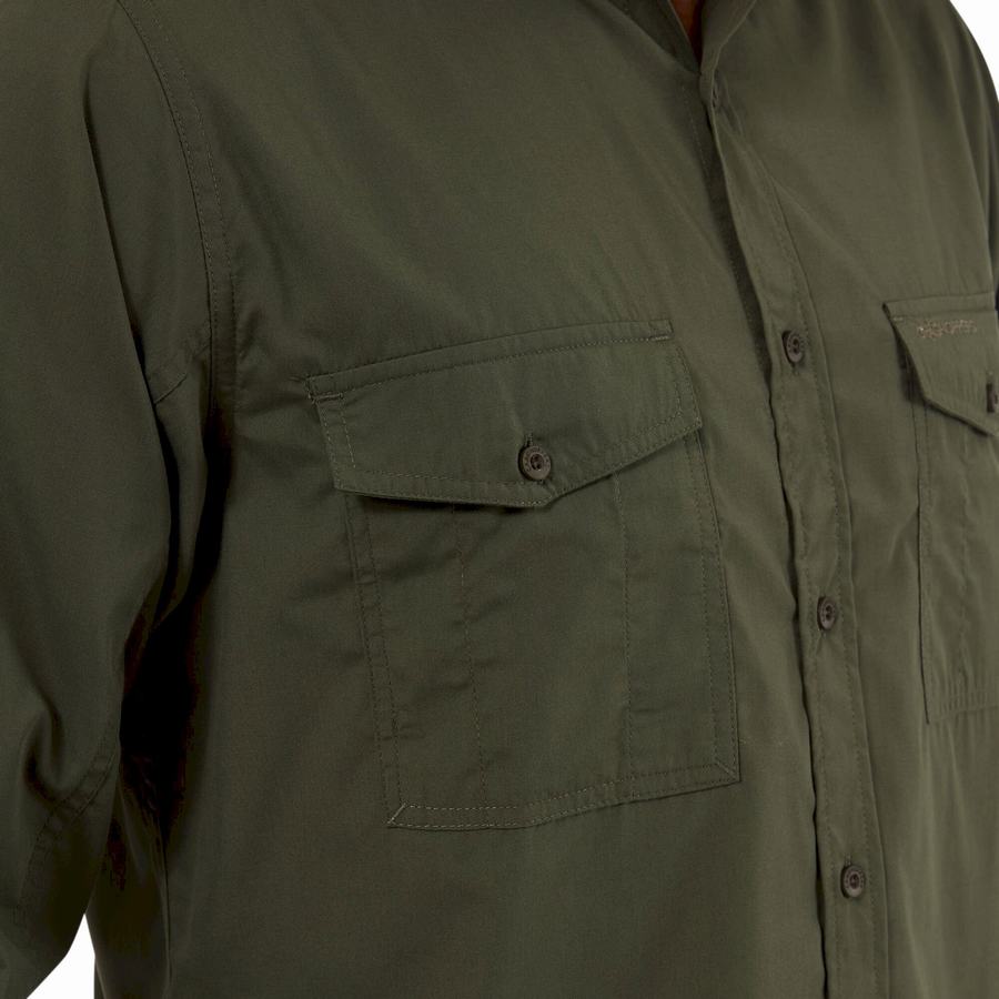Craghoppers Kiwi Long Sleeved Skjorter Herre Dyb Grøn | JNI948LJ
