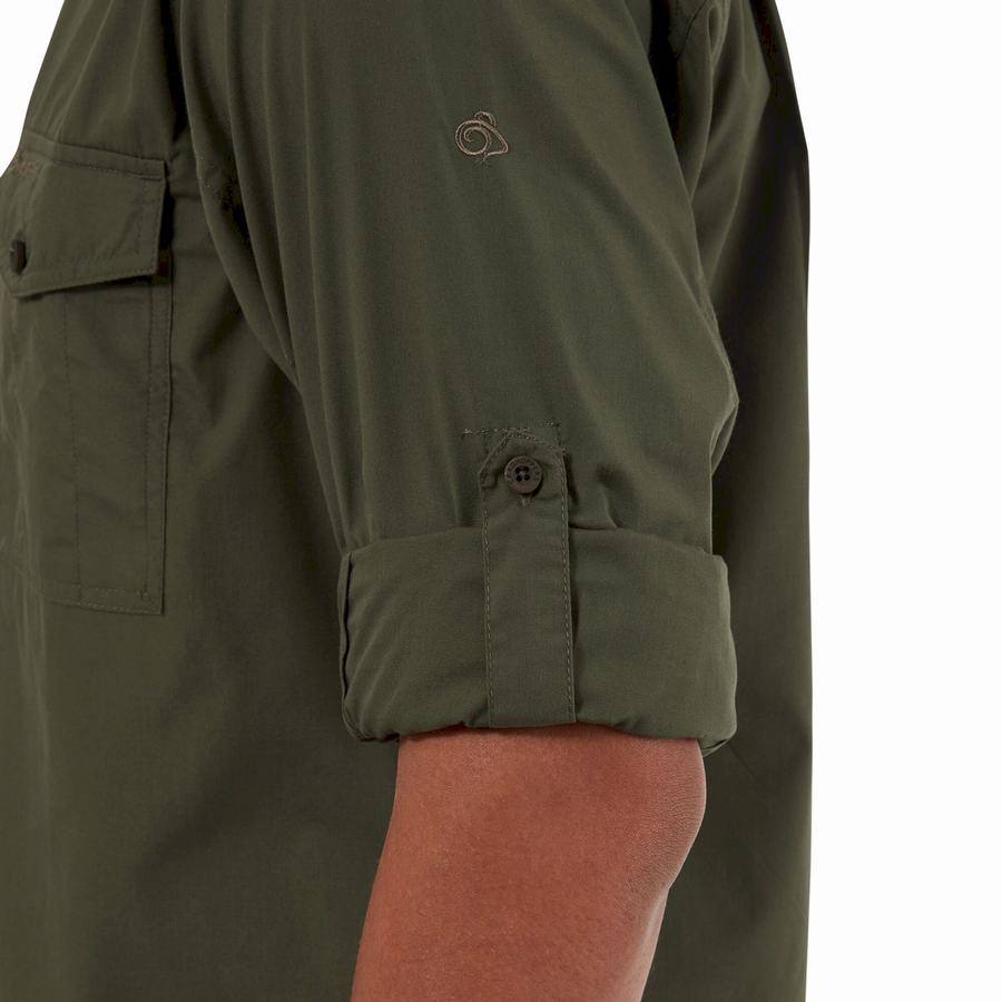 Craghoppers Kiwi Long Sleeved Skjorter Herre Dyb Grøn | JNI948LJ