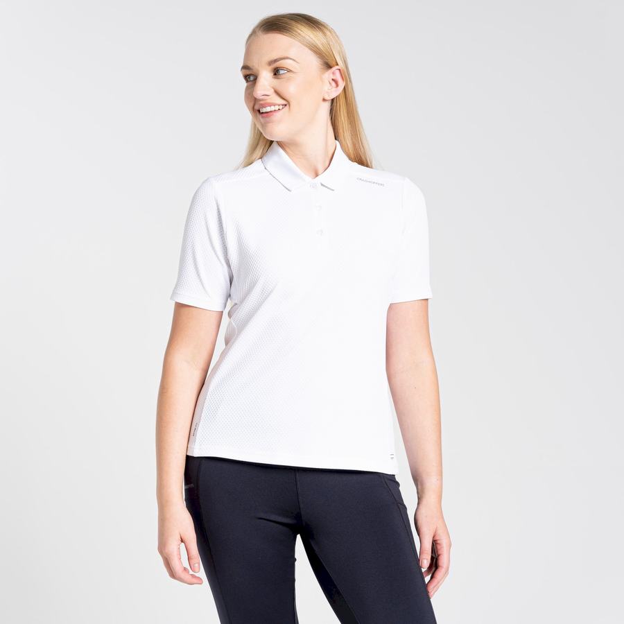 Craghoppers NosiLife Kort Sleeved Polo T-shirts Dame Hvide | ZSY8545GH