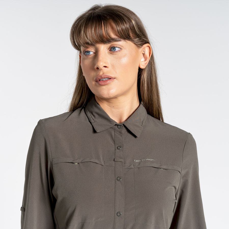 Craghoppers NosiLife Pro IV Long Sleeved Skjorter Dame Khaki | KSX1181GN