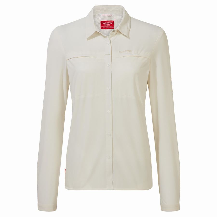 Craghoppers NosiLife Pro IV Long Sleeved Skjorter Dame Hvide | MQE8071SR