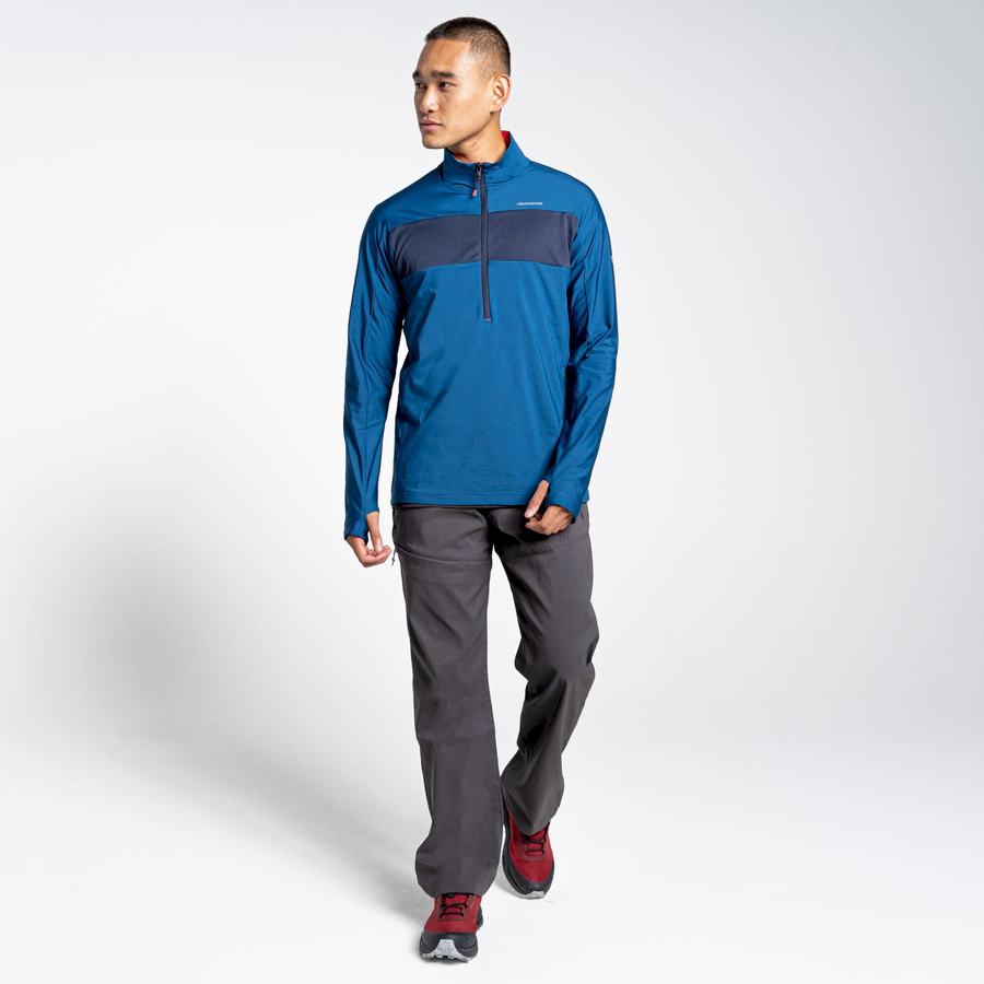 Craghoppers NosiLife Valens Half Zip T-shirts Herre Mørkeblå Blå | UCI5587HP