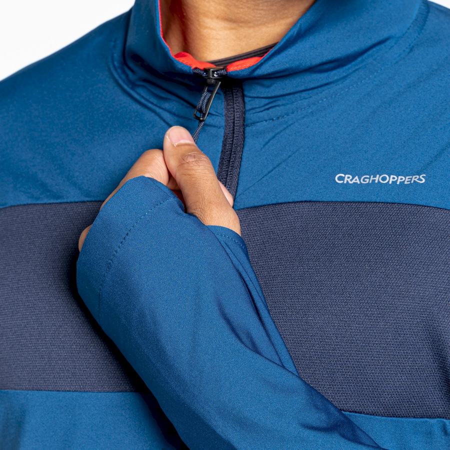 Craghoppers NosiLife Valens Half Zip T-shirts Herre Mørkeblå Blå | UCI5587HP