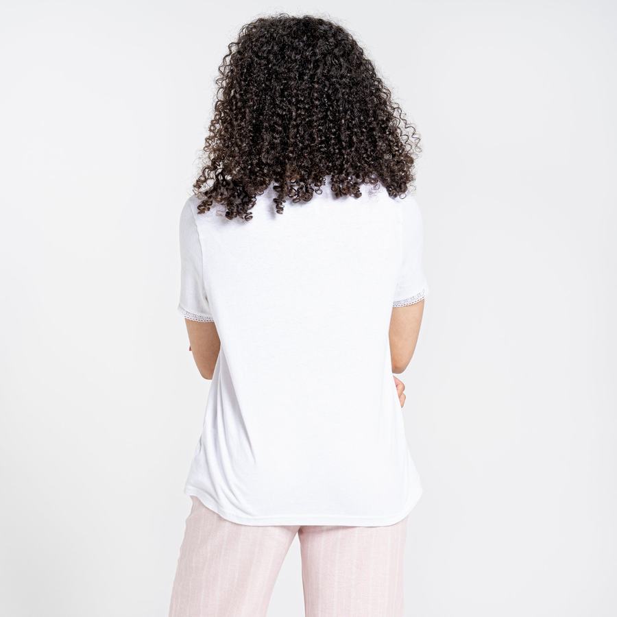 Craghoppers Nosibotanical Lavern Kort Sleeved T-shirts Dame Hvide | WCD9846FW