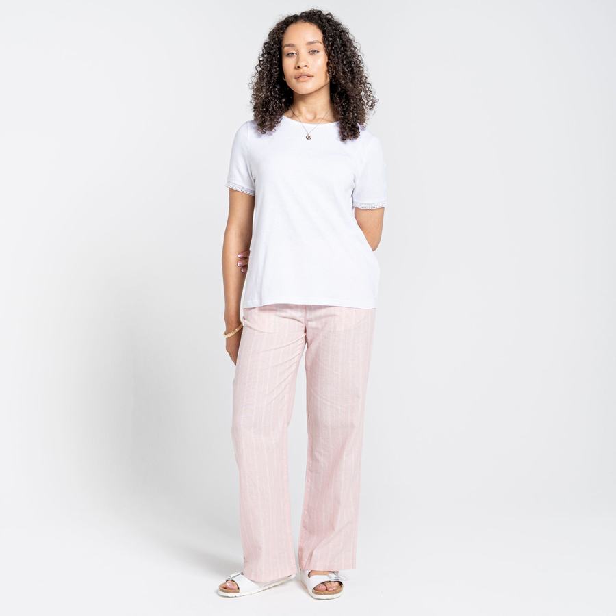Craghoppers Nosibotanical Lavern Kort Sleeved T-shirts Dame Hvide | WCD9846FW