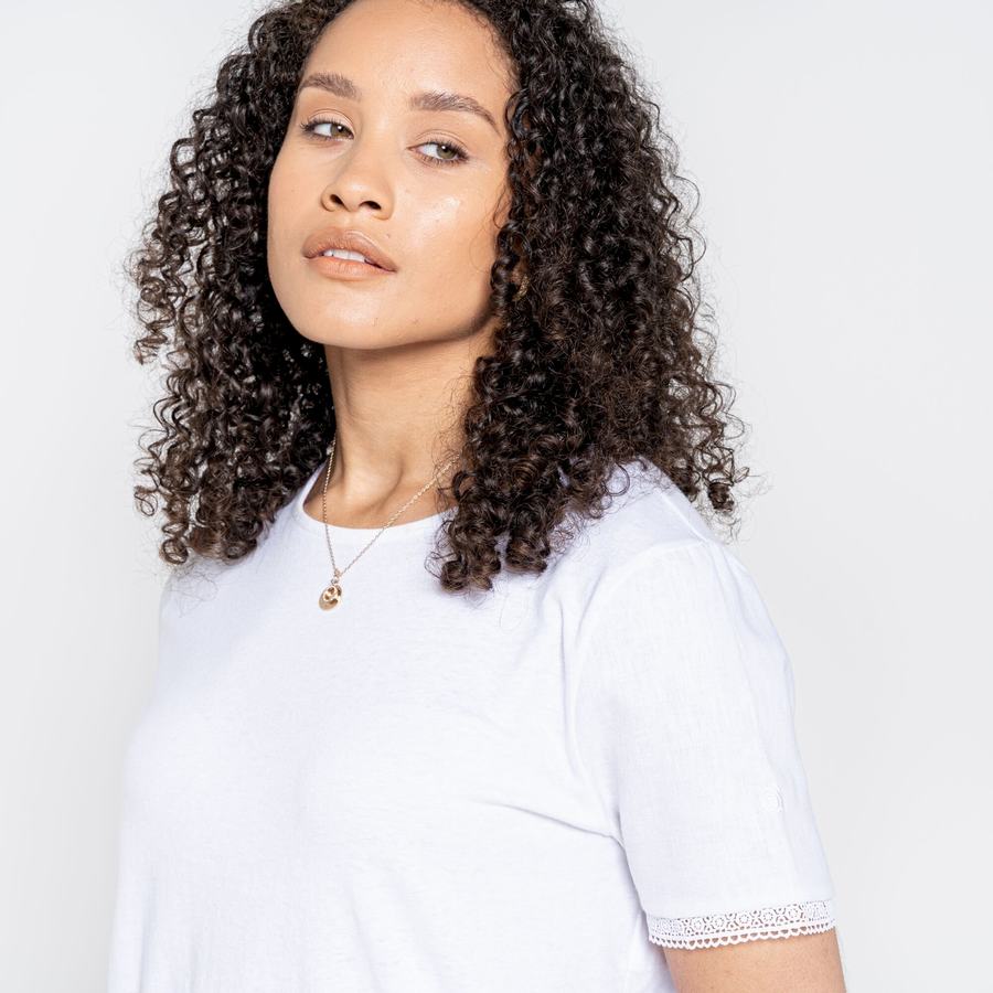Craghoppers Nosibotanical Lavern Kort Sleeved T-shirts Dame Hvide | WCD9846FW