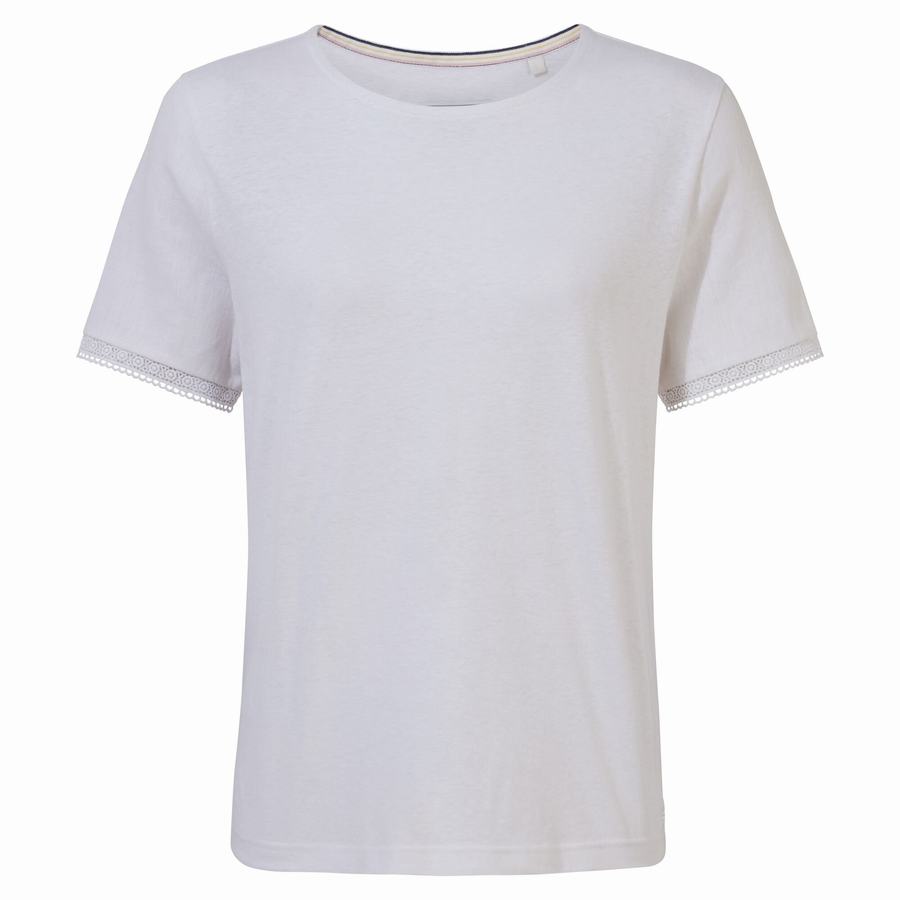 Craghoppers Nosibotanical Lavern Kort Sleeved T-shirts Dame Hvide | WCD9846FW