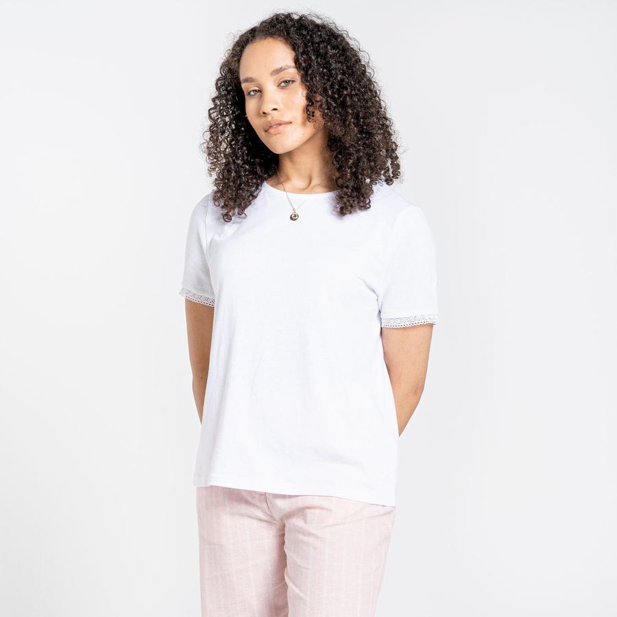 Craghoppers Nosibotanical Lavern Kort Sleeved T-shirts Dame Hvide | WCD9846FW